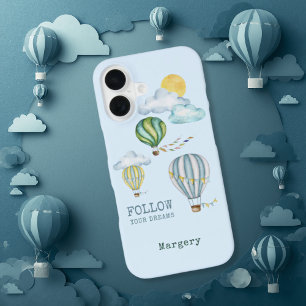 Folgen Sie Ihren Träumen Wasserfarbe Heißluftballo iPhone 16 Hülle