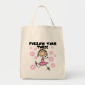 Folgen Sie Ihren Zehe-Ballerina-T-Shirts und Tragetasche (Vorne)