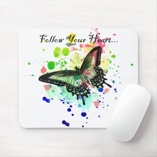Folgen Sie Ihrer Herz-Schmetterlings-Farbe Mousepad (Mit Mouse)