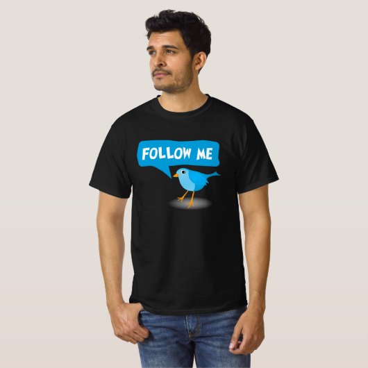 Folgen Sie Me Little Blue Bird Twitter Benutzerdef T-Shirt (Vorne ganz)