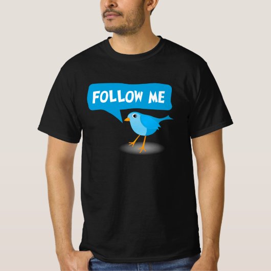 Folgen Sie Me Little Blue Bird Twitter Benutzerdef T-Shirt (Vorderseite)