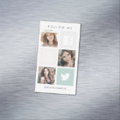 Folgen Sie Me Social Media Square Grid-FotoCollage Magnetische Visitenkarte (Beispiel)