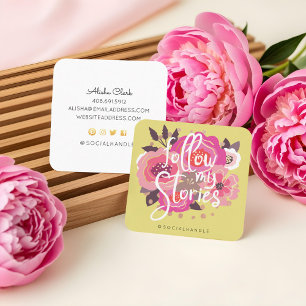 Folgen Sie meinen Instagramm-Geschichten Floral So Quadratische Visitenkarte