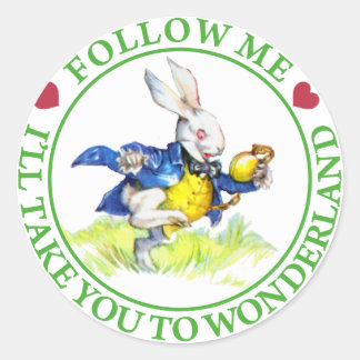 Folgen Sie mir - ich bringe Sie nach Wonderland! Runder Aufkleber