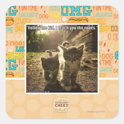 Folgen Sie mir Kid Quadratischer Aufkleber (Vorderseite)