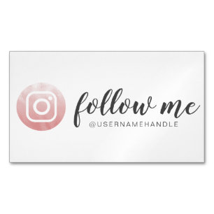 Folgen Sie mir Social Media Instagramm Pink Gold Magnetische Visitenkarte