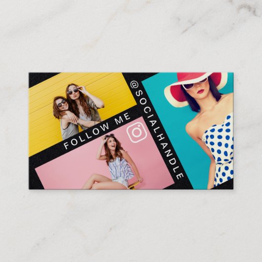 Folgen Sie mir trendy Social Media Foto Layout Bla Visitenkarte (Vorderseite)