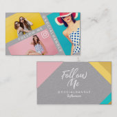 Folgen Sie mir trendy Social Media Foto Layout Gra Visitenkarte (Vorne/Hinten)