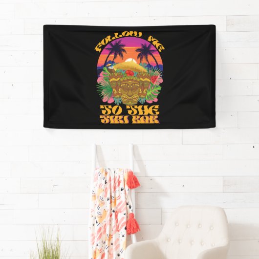 Folgen Sie mir zum Tiki Bar Hawaiian Luau Party Banner (Insitu)