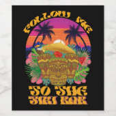 Folgen Sie mir zum Tiki Bar Hawaiian Luau Party Weinetikett (Einzelnes Label)