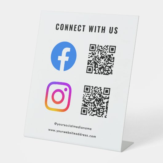 Folgen Sie Scan Connect mit QR Code Social Media Sockelschild (Vorderseite)