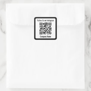 Folgen Sie uns auf Instagram Black and White QR Co Quadratischer Aufkleber