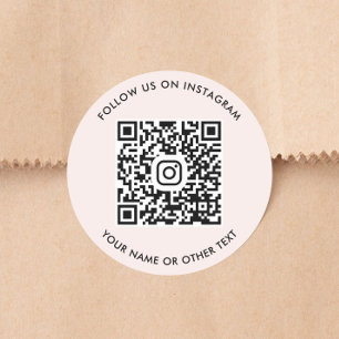 Folgen Sie uns auf Instagram QR Code Rosa Runder Aufkleber