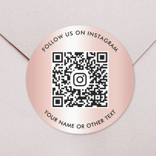 Folgen Sie uns auf Instagram QR Code Roségold Runder Aufkleber