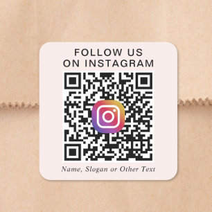 Folgen Sie uns auf Instagram QR-Code Werbe Pink Quadratischer Aufkleber