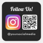 Folgen Sie uns auf Instagram Social Media QR Code  Quadratischer Aufkleber
