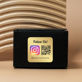 Folgen Sie uns auf Instagram Social Media QR Code  Quadratischer Aufkleber