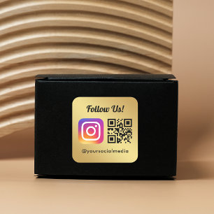 Folgen Sie uns auf Instagram Social Media QR Code Quadratischer Aufkleber