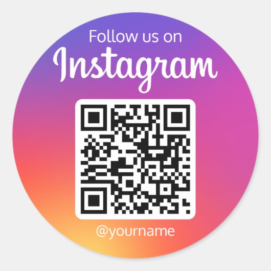 Folgen Sie uns auf Instagram Social Media QR Code Runder Aufkleber (Vorderseite)