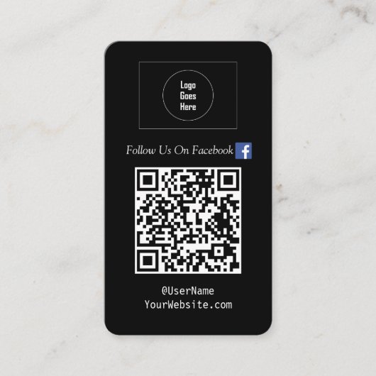 Folgen Sie uns auf Social Media QR Code Black Visitenkarte (Vorderseite)