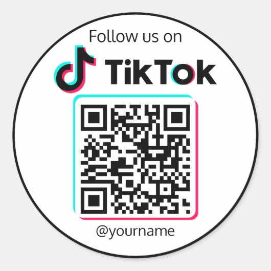 Folgen Sie uns auf TikTok Social Media QR Code Runder Aufkleber (Vorderseite)