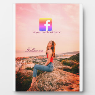 Folgen Sie uns Facebook-Benutzername Social Media Fotoplatte