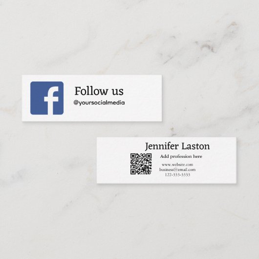 folgen Sie uns facebook Benutzername Social Media Mini Visitenkarte (Vorne/Hinten)