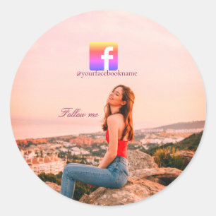 Folgen Sie uns Facebook Benutzername Social Media  Runder Aufkleber