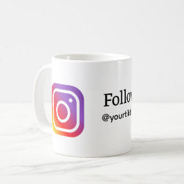 folgen Sie uns Instagram Benutzername sozialen Med Kaffeetasse