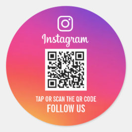 Folgen Sie uns Instagram Social Media QR Code Runder Aufkleber