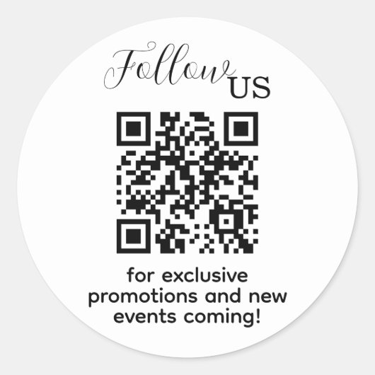 Folgen Sie uns Minimalistisch-modern mit QR-Code Runder Aufkleber (Vorderseite)