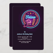 Folgen Sie uns Neon Birthday Party Einladung (Vorne/Hinten)