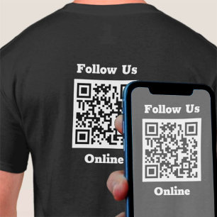 Folgen Sie uns Online-Nachricht mit QR-Code-T-Shir T-Shirt