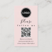 Folgen Sie uns | QR Code | Modernes Rosa Visitenkarte (Rückseite)