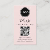 Folgen Sie uns | QR Code | Modernes Rosa Visitenkarte (Vorderseite)