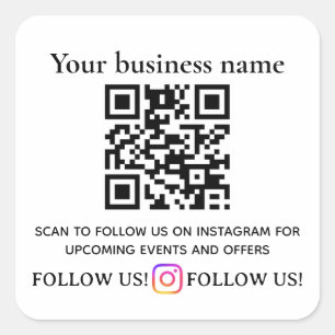 Folgen Sie uns QR-Code-Schild   Instagram Folgen   Quadratischer Aufkleber