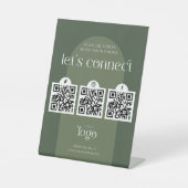 Folgen Sie uns Social Media 3 QR Codes Boho Sage G Sockelschild (Vorderseite)