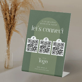 Folgen Sie uns Social Media 3 QR Codes Boho Sage G Sockelschild