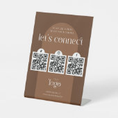 Folgen Sie uns Social Media 3 QR Codes Boho Terrac Sockelschild (Vorderseite)