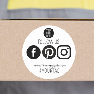 Folgen Sie uns Social Media Kleinunternehmen Logo Runder Aufkleber