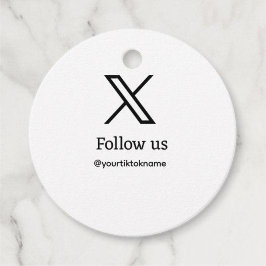 Folgen Sie uns Twitter X Benutzername Social Media Geschenkanhänger (Vorderseite)