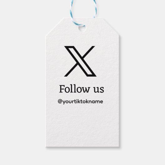 Folgen Sie uns Twitter X Benutzername Social Media Geschenkanhänger (Vorderseite)