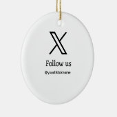 Folgen Sie uns Twitter X Benutzername Social Media Keramik Ornament (Rechts)