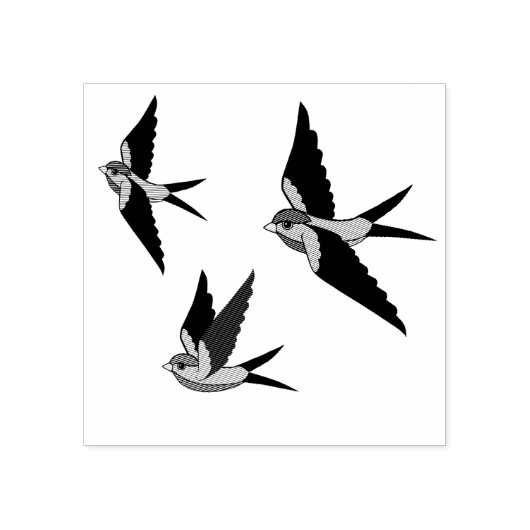 Folgevogel, Schwalbenvogel, drei Flugvögel Gummistempel (Prägung)