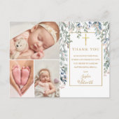 Foliage 3 Foto Collage Taufe Vielen Dank Postkarte (Vorderseite)