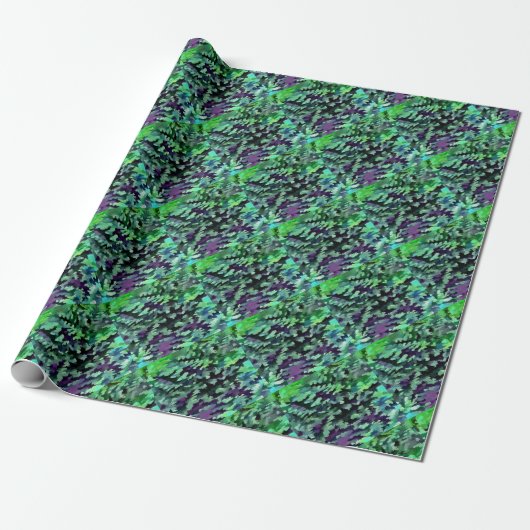 Foliage Abstrakte Pop Kunst in Jade Green und Lila Geschenkpapier (Ungerollt)