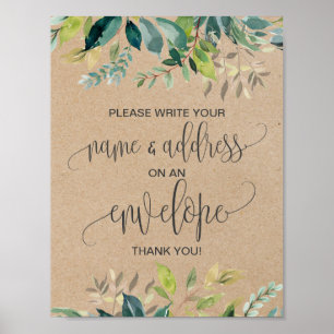 Foliage-Adresse eines Umschlagzeichens Poster