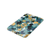 Foliage Aquamarin Aqua Blue Mustard Schwarz-weiß Badematte (Schrägansicht)