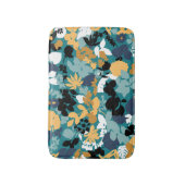 Foliage Aquamarin Aqua Blue Mustard Schwarz-weiß Badematte (Vorderseite Vertikal)
