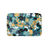 Foliage Aquamarin Aqua Blue Mustard Schwarz-weiß Badematte (Vorderseite)